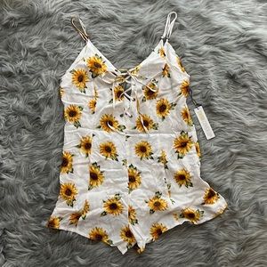 F21 Sunflower Swim Suit Coverup Romper
